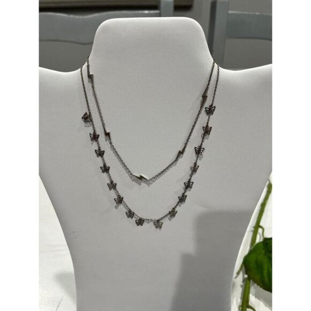 silver tone lightning bolt necklace 
-Butterfly necklace SOLD‎
